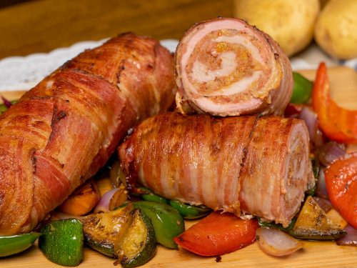 Bacon Wrapped Stuffed Pork Tenderloin